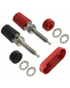 POMONA ELECTRONICS 4243-2 - Bornă de conexiune dublă moletată negru/roșu