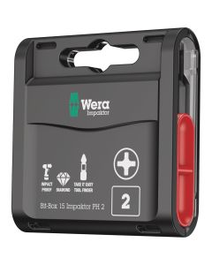 WERA 5057752001 - Set biți Bit-Box 15 Impaktor PH, PH 2 x 25 mm, 15 piese