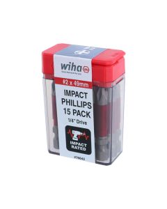 WIHA 76642 - Bit de forță pentru impact Phillips #2 - 15 Buc